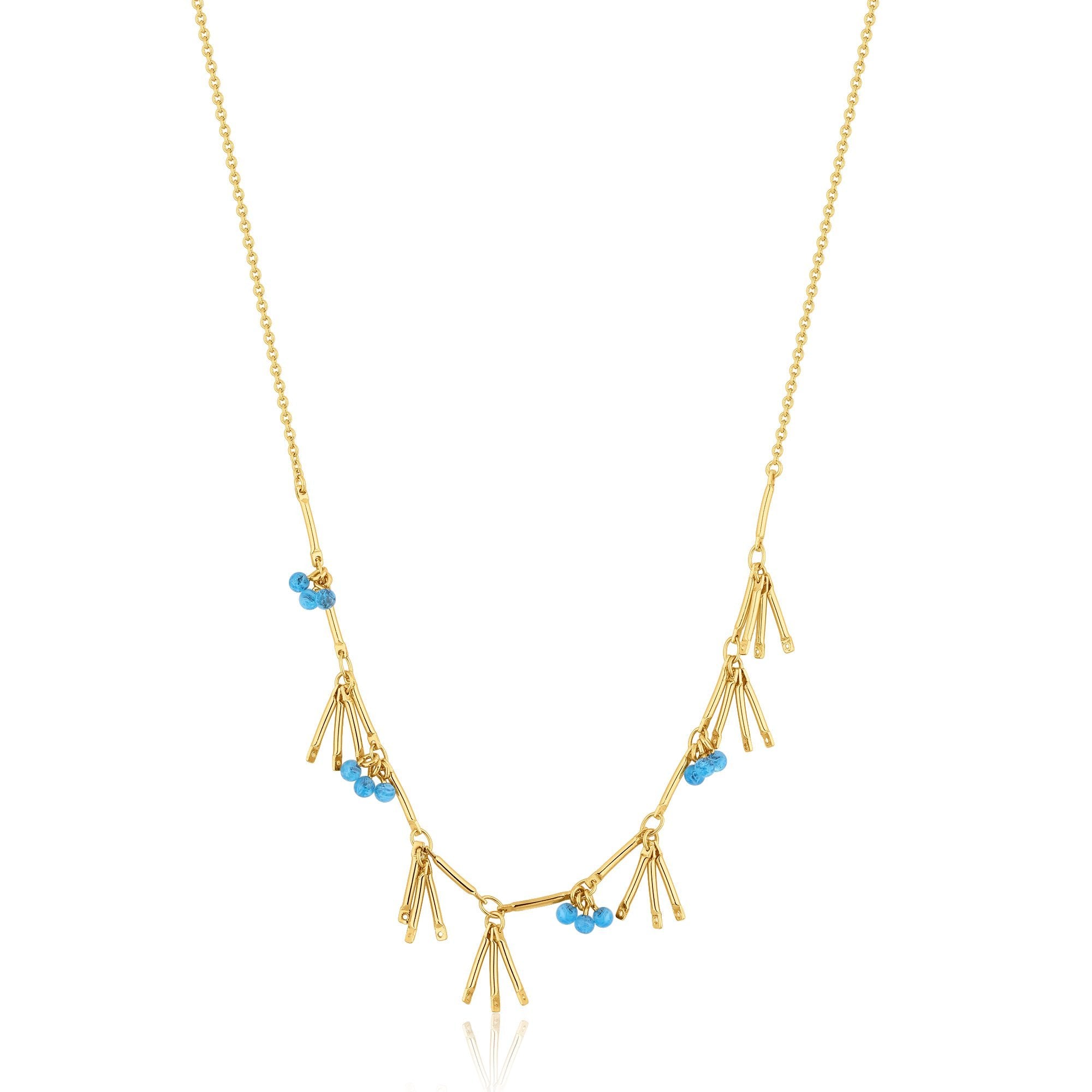ELYSIUM | Coral & Blue Murano Bead Necklace with 3-Chain Droplets